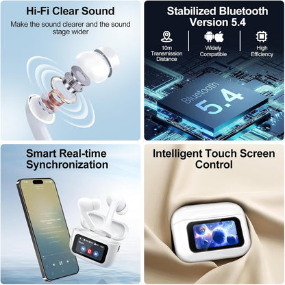 Auricolari Wireless Bluetooth 5.4 con Touch e Cancellazione Rumore