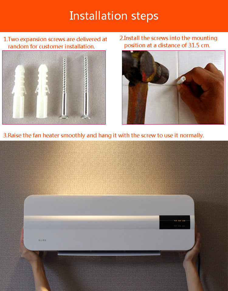 Termoventilatore da Parete Impermeabile per Bagno e Casa