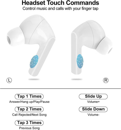 Auricolari Wireless Bluetooth 5.4 con Touch e Cancellazione Rumore
